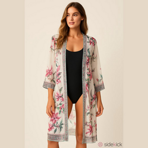 Flying Tomato Floral cover-up Kimono open front
